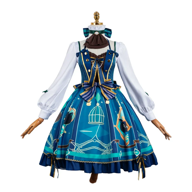 Genshin Impact Lynette Cosplay Game Same Style Lolita Joint Dress Hat Bow Accessories with Cat Tail Stage Comic Con Outfit