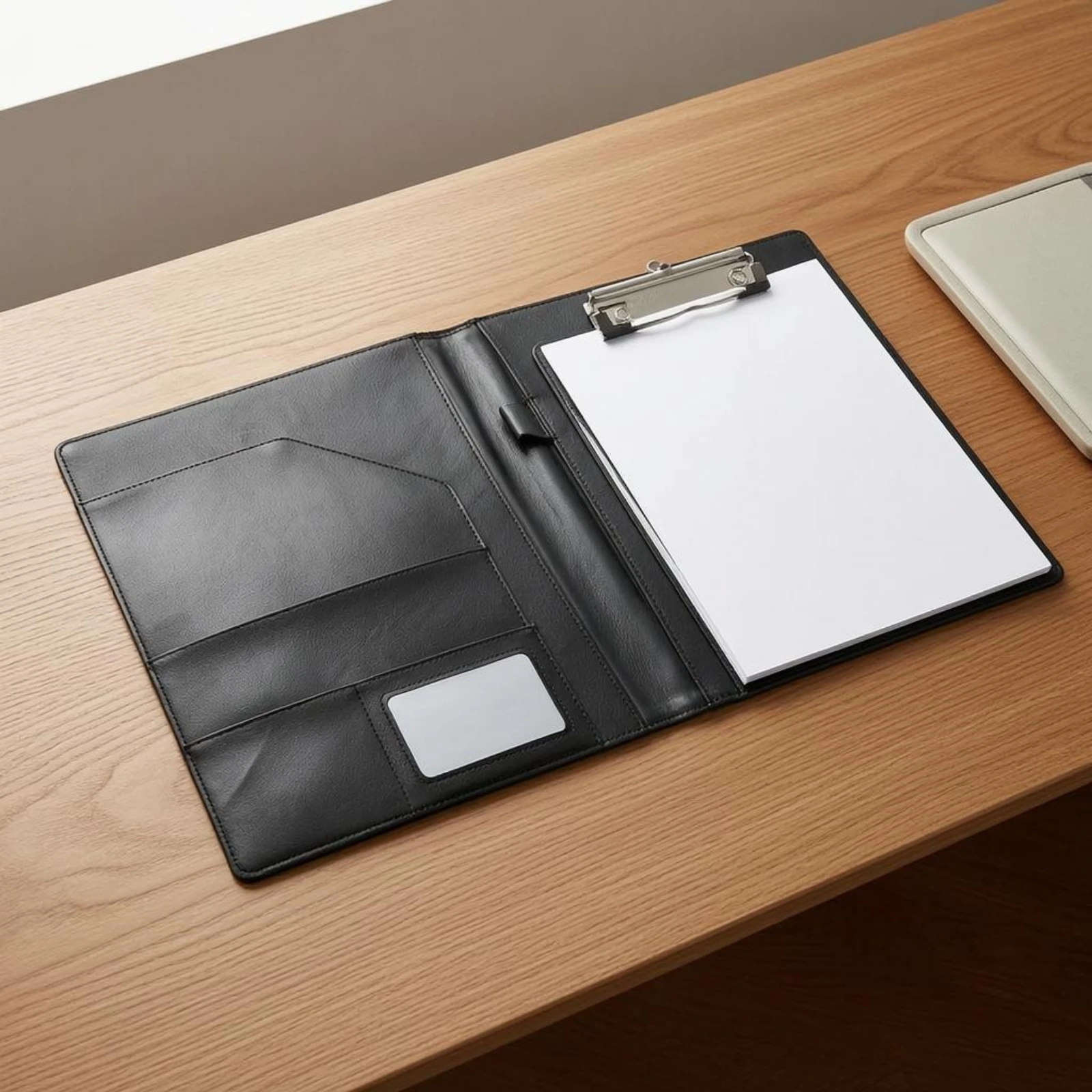 A4 Clipboard Folder Rigid Hardcover A4 Clipboard Portfolio PU Leather Padfolio Lined Writing Surface Document Organizer Folder