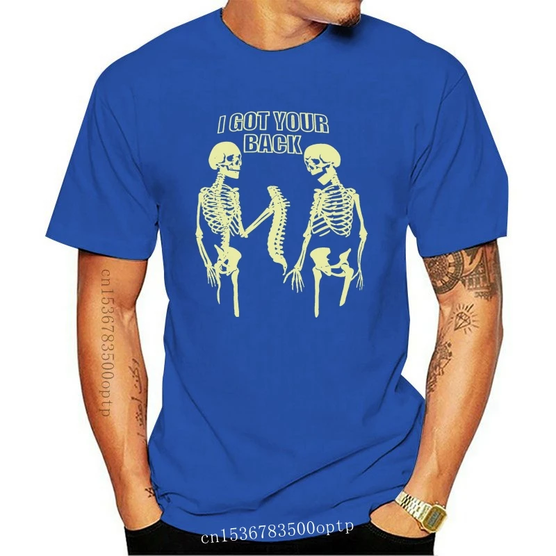 FPACEI GOT YOUR BACK T Shirt Biker Funny Rock Halloween Goth Skeleton Bone Top Tee