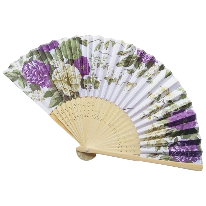 Vintage Folding Dance Hand Fan for Women, Floral Pattern, Chinese, Japanese, Festival Gift, Performances, Wedding Decor