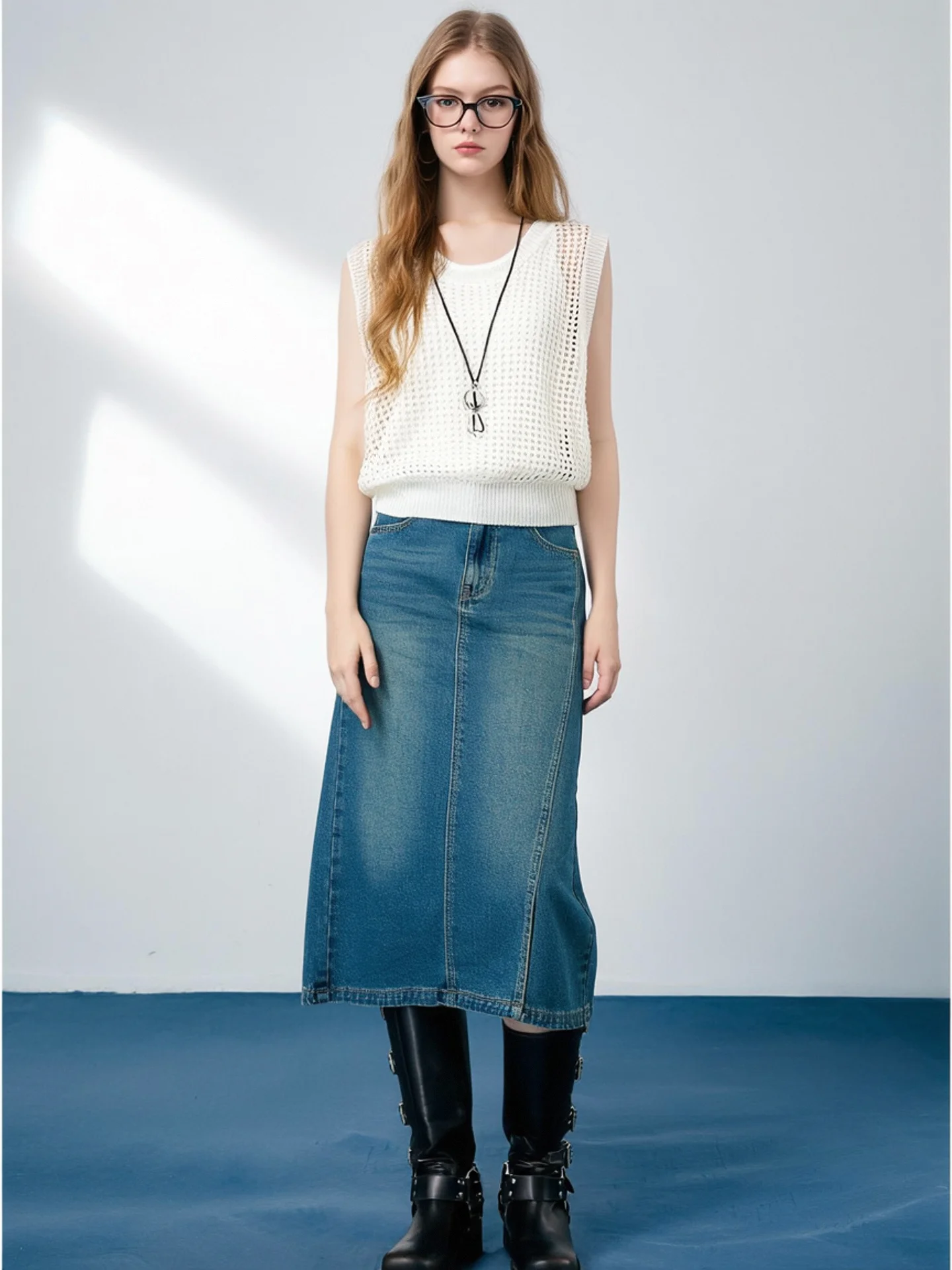 HUAAPPUW Hollow out Knitted Vest Top Set Summer New Style Pure Color Layering Overhead Shirt Women's Soft Polyester Fiber