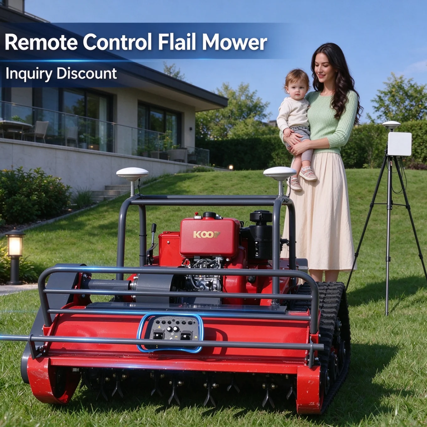 Customized Remote Control Flail Mower GPS for wild terrace shrub branch crushing, mountain wasteland weed cleaning