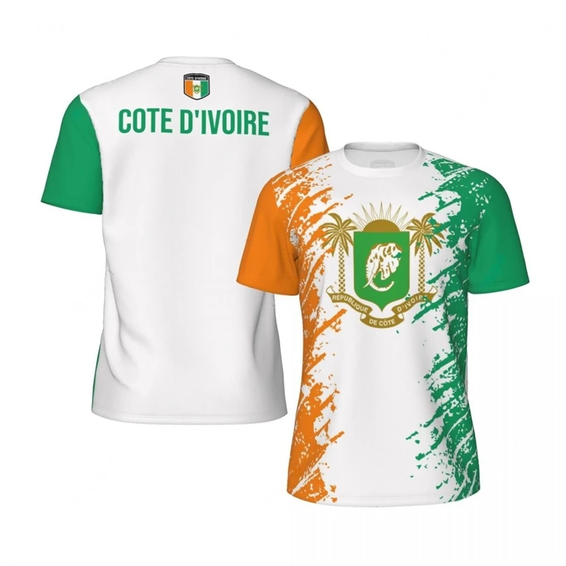 Cote D'ivoire Flag Graphic Football T Shirts Mens National Emblem 3D Printed Sports Tees Running Bike Soccer Tennis Fitness Tops