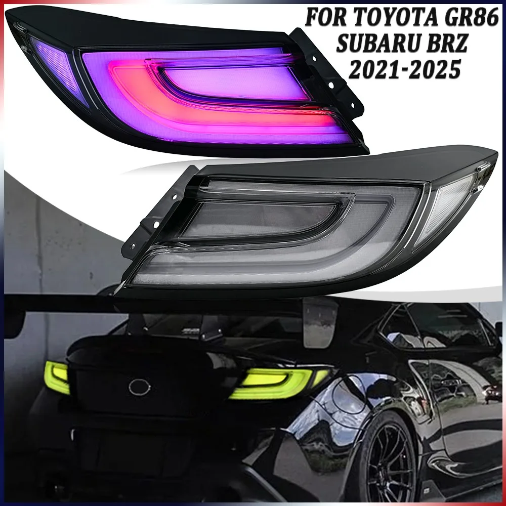 

1 пара прозрачных RGB полностью светодиодных задних фонарей в сборе для Toyota GR86 Subaru BRZ 2021-2025, аксессуары для задних стоп-сигналов Plug and Play
