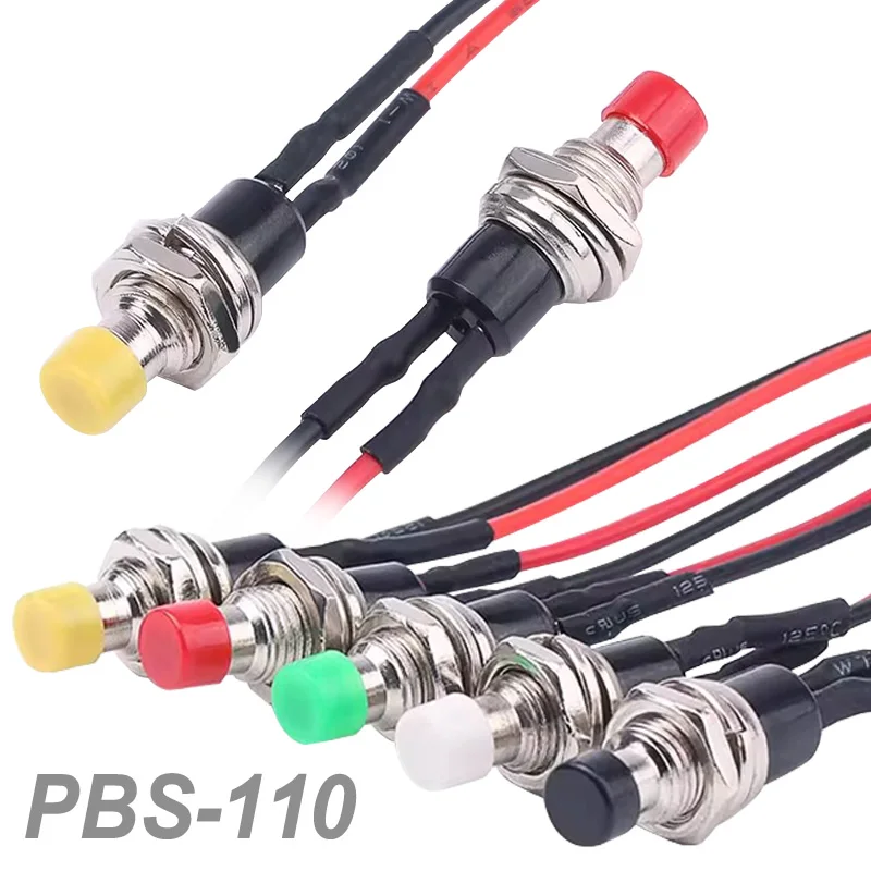 

5 шт. 20 см кабель PBS-110 круглый кнопочный выключатель питания 20 см провод ВКЛ/ВЫКЛ 7 мм мгновенный кнопочный переключатель с самовозвратом