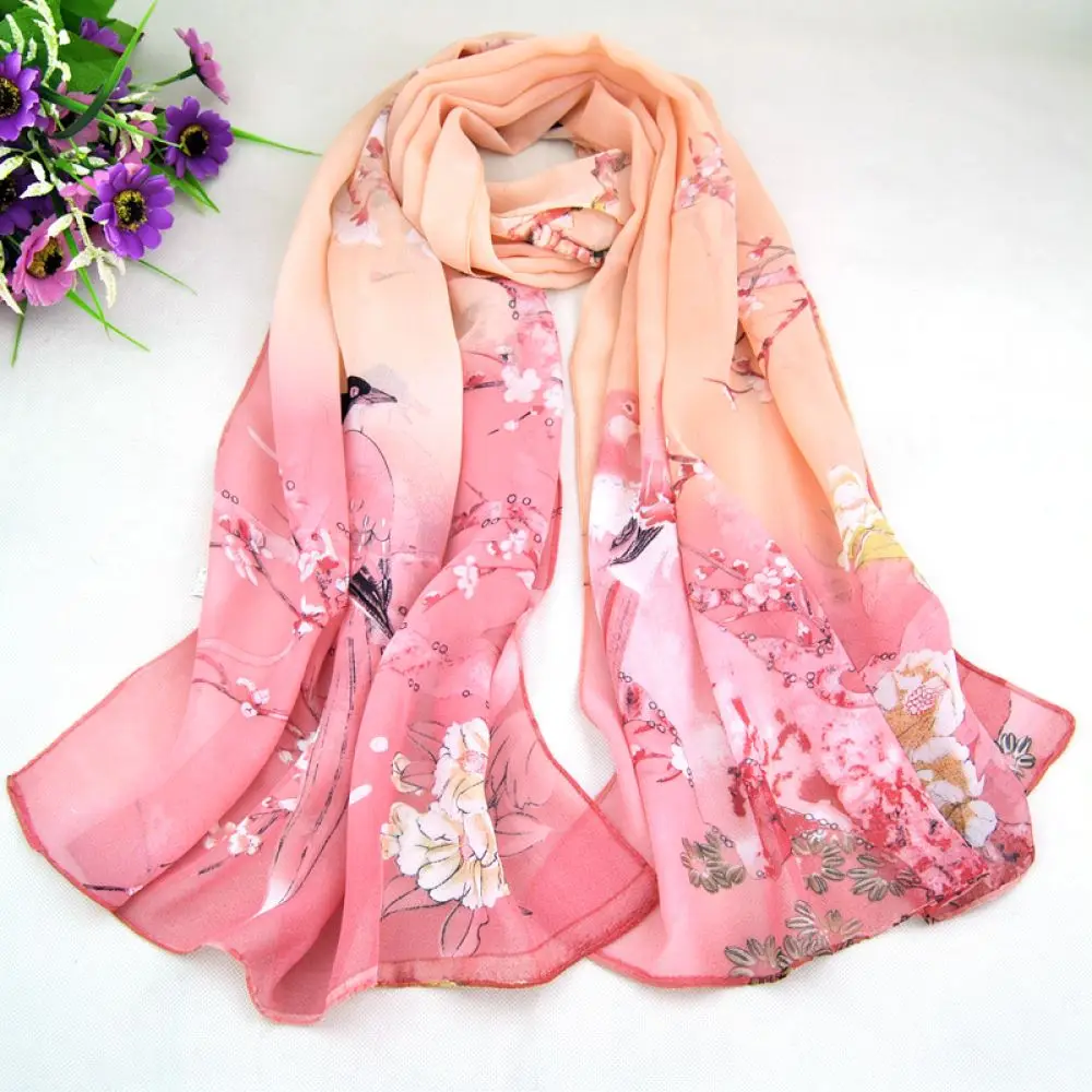 Soft Chiffon Scarf For LMLAVEN Ladies Fashion Print Shawl Lightweight Breathable Sun Protection Beach Hijab Decorative Neck Wrap