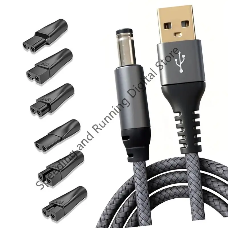 1/7PCS electric shaver Power Cord 5V Replacement charging converter 5525 USB Adapter for All Kinds of Electric Hair Clippers