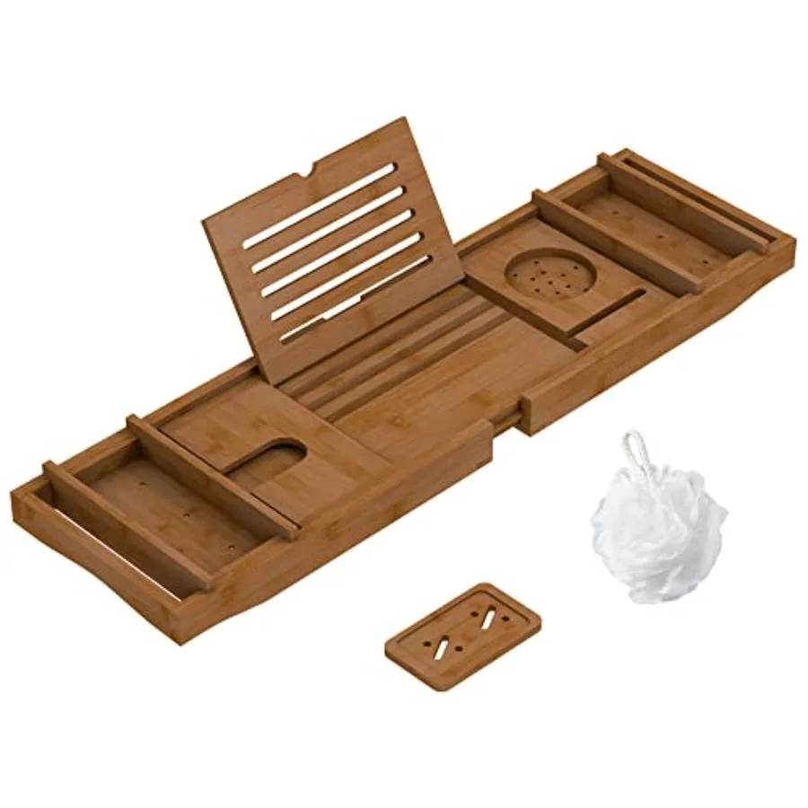 Bandeja de Baño de Bambú para Baño de Lujo, Bandeja de Baño Extensible Premium con Soporte para Jabón, Toalla y Libros, Mesa de Baño de Madera de Lujo para Spa