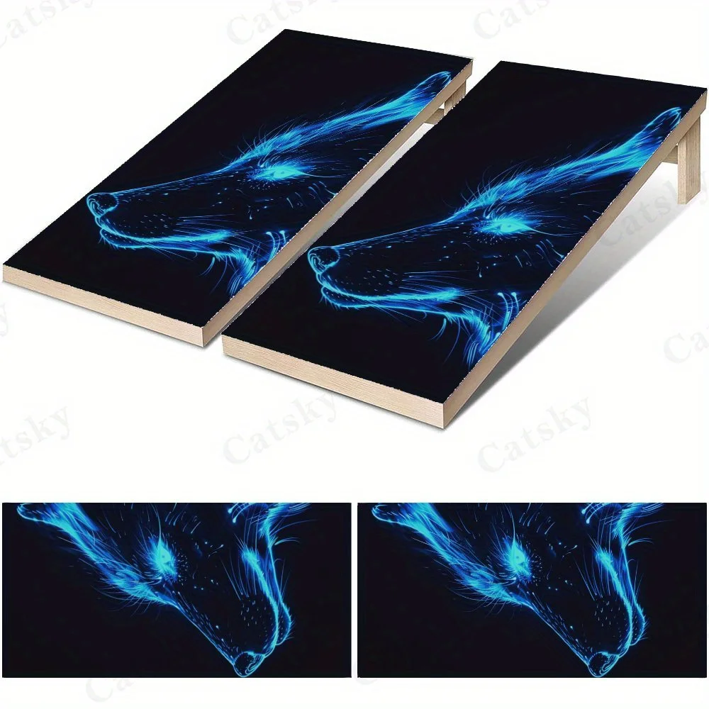 Neon Blue Wolf Head…