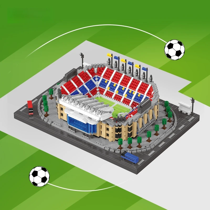 Conjunto de blocos de construção de modelo de campo de futebol, 2436 peças, ornamento criativo, decoração de mesa, presente surpresa de feriado