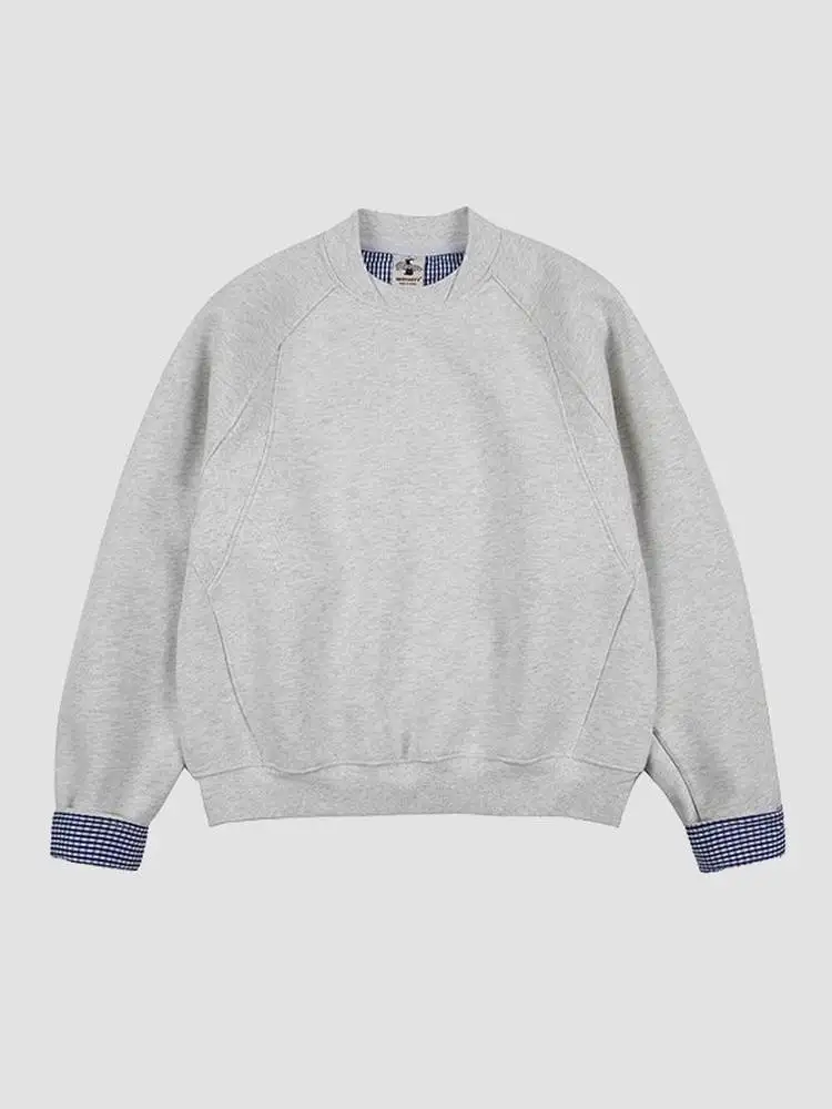 

Мужской свитшот в клетку с круглым вырезом, в стиле пэчворк, осенне-зимний, американский ретро-стиль, имитация двухслойности, с карманом