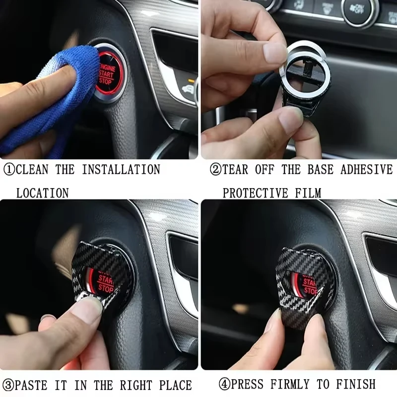محرك السيارة بدء إيقاف التبديل الغطاء الواقي اكسسوارات السيارات الزخرفية دفع زر لزجة غطاء السيارة الداخلية تصفيف السيارة
