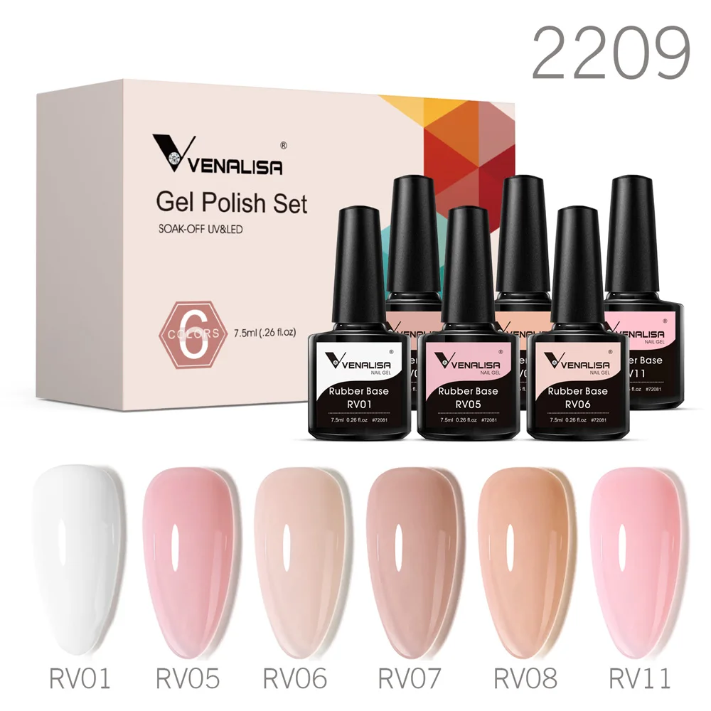 Venalisa 6 Stück/Set Gummibasis-Gel-Set Canni Factory Neonfarben Soak Off UV-LED-Nägel Lack Pigment Maniküre Geschenkbox
