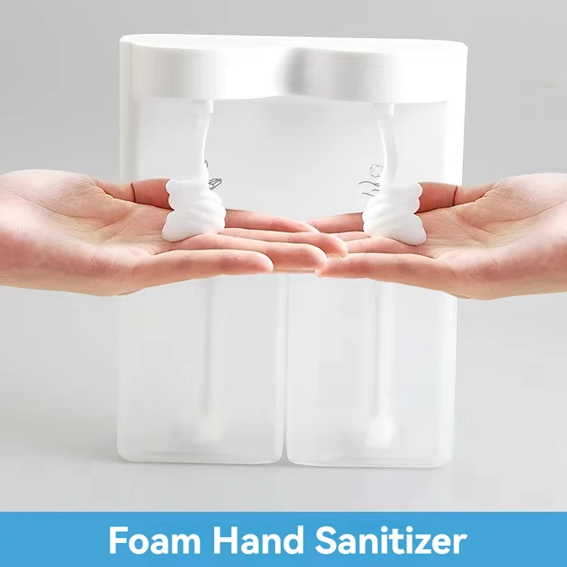 

2 Outlet Touchless Soap Dispenser USB Charging Soap Dispenser 3 Level Adjustable Wall Mount For Bathroom Liquid Out + Foam Out