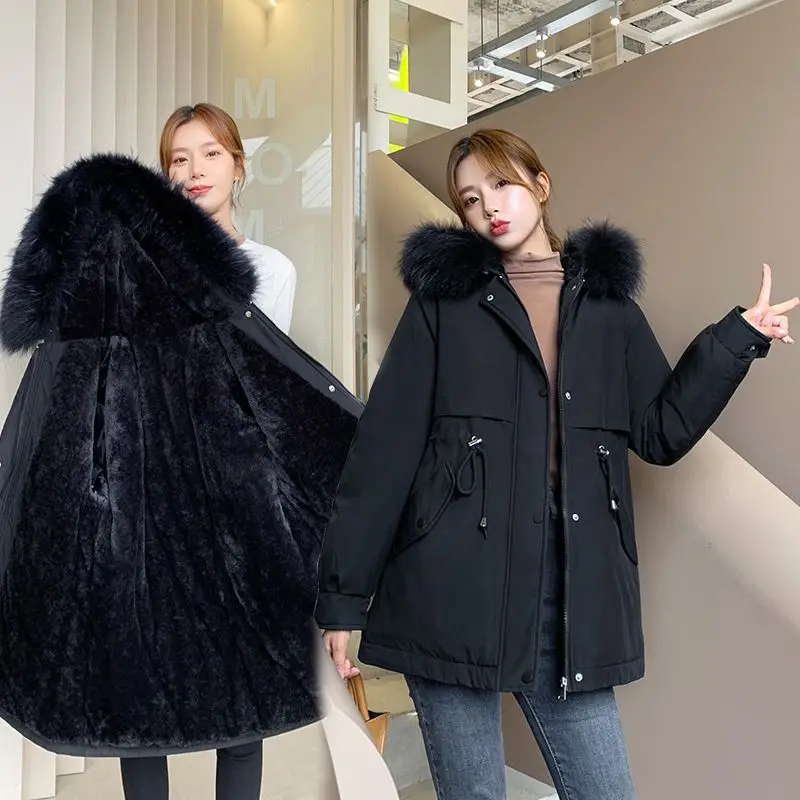 Student Women\'s Winter Oversize Jacket Down Cotton Padded Coat Female Loose Casual Overcoat Female Fashion Hooded Short Parkas