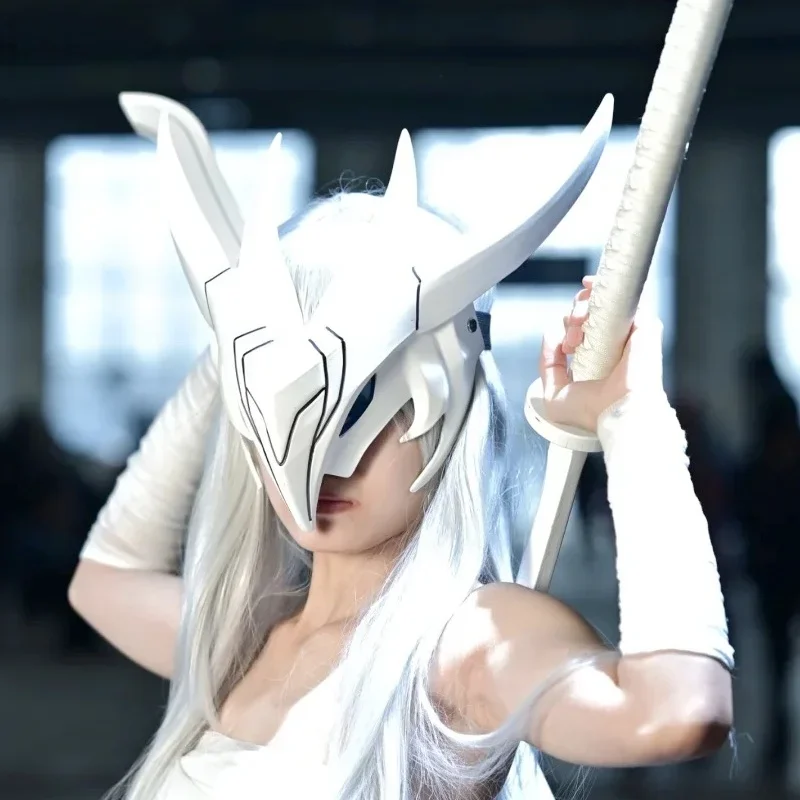 Lol Halloween Pixiv Game League Of Legends Yone Mask Cos Dress Up Ball Luminescence قناع الراتنج 2025 رائجة البيع