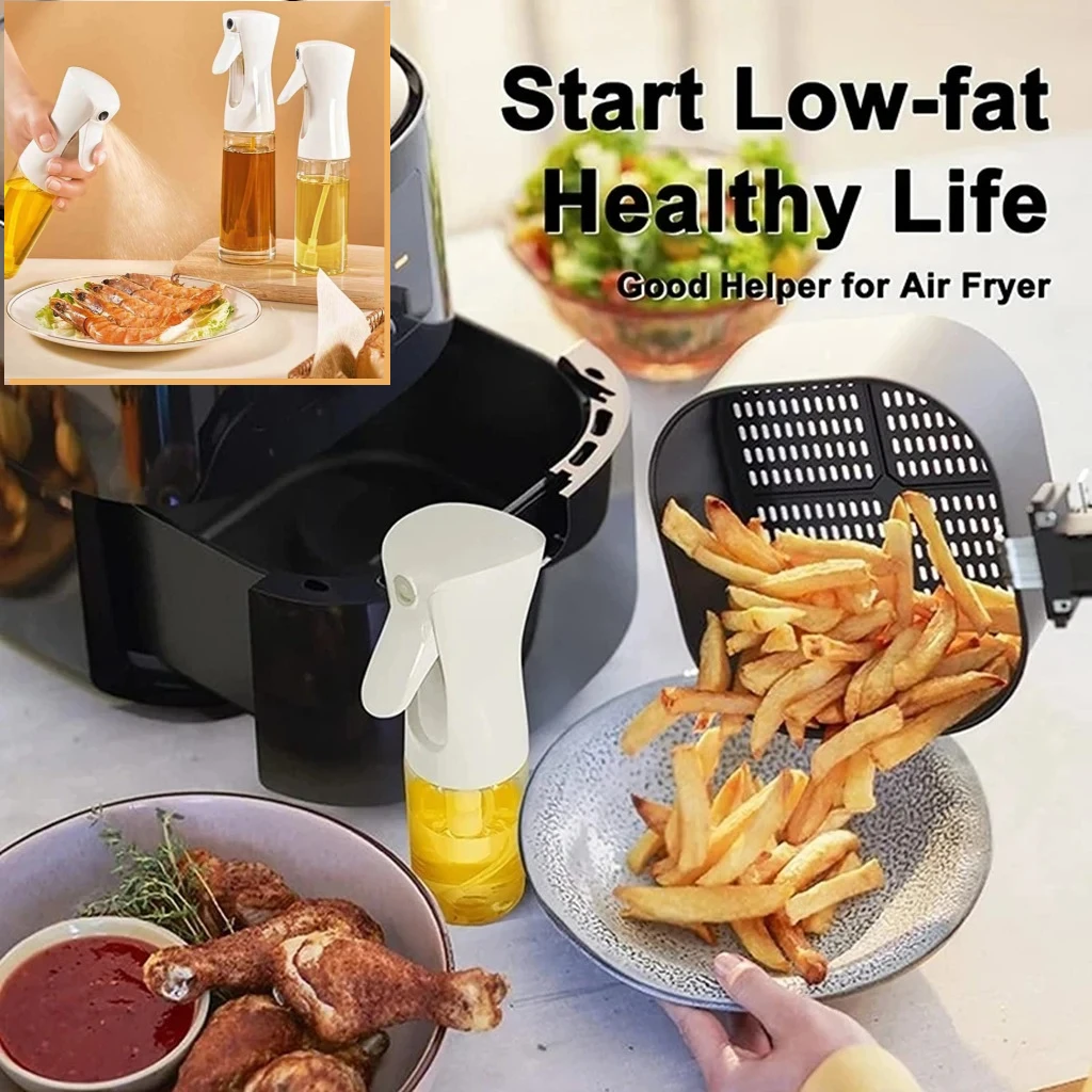 3PCS 200/300ml Oil Sprayer Bottle 1PC Kitchen Cooking Oil Dispenser Fitness Fat Loss Camping BBQ Vinegar Sauce Sprayer Bottle