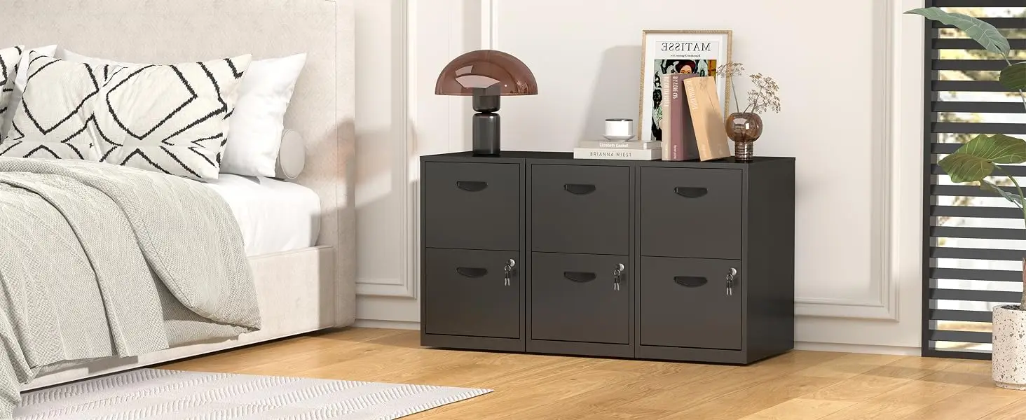 2 DRAWER WHITE METAL FILE CABINET WITH LOCK