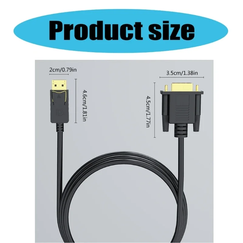 Kabel Display Port do konwertera VGA Kabel DisplayPort do VGA do laptopa do projektora Transmisja wideo Rozrywka