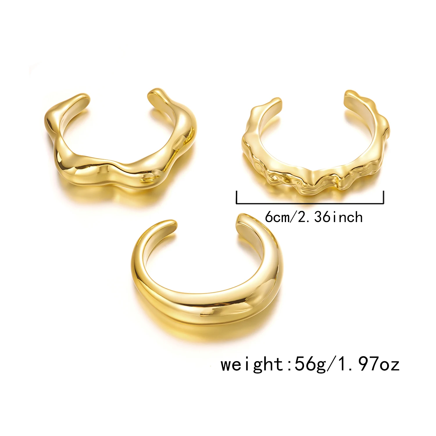 3PCS Übertriebene Acryl Unregelmäßige Manschette Armbänder für Frauen Punk Geometrische Breite Chunky Offene Armbänder Set Täglichen Party Schmuck – Detail 2