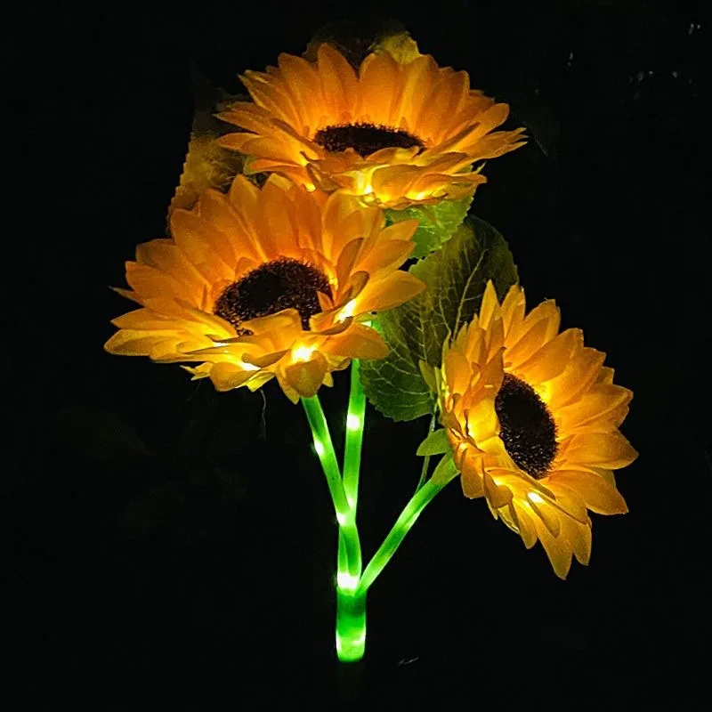 

2026 Solar Sunflower Flower Lights Yard Decoration Lamp Unique Outdoor Landscape Lighting For Garden Pathway Lawn Stake Lights