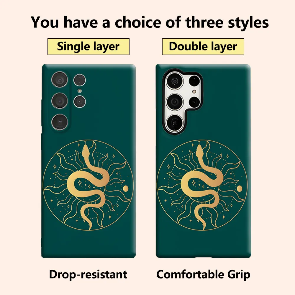 Golden Snake Emblem Phone Case for Samsung Galaxy S26 S25 Ultra S24 S23 Ultra Plus Shockproof Double layer tough Back Cover