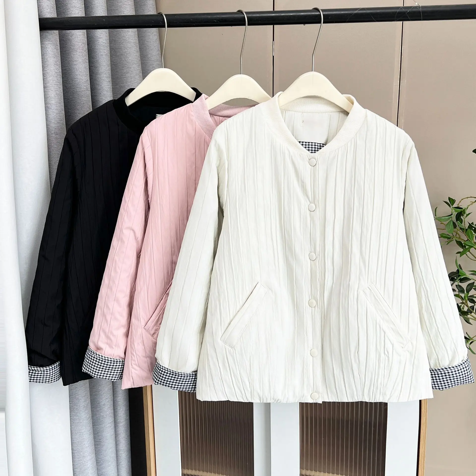 Xxxl moda plus size parkas femininas casual novo outono inverno estilo quente fino jaqueta de beisebol algodão-acolchoado casacos 544