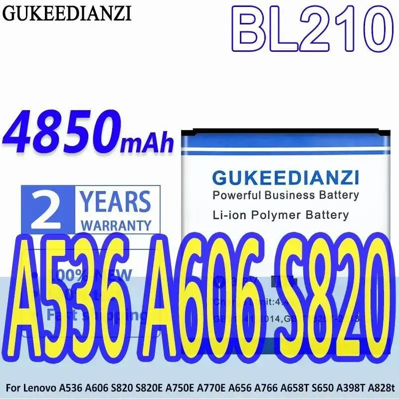 

Аккумулятор мобильного телефона BL210 4850 мАч для Lenovo A536 A606 A656 S820 S820E A750E A770E A766 A658T S650 A398T A828t