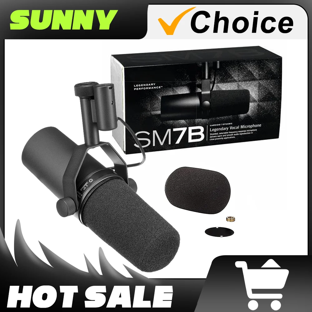 SUNNY SM7B Cardioid Dynamic Microphone Sm7b 7B Studio Selectable Frequency Response Mic for Live Stage Recording Podcasting