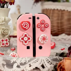 Sweet Raspberry Silicone Soft Dpad Cross Button ABXY Key Sticker Skin Case For Switch Oled NS Joy-con Thumb Stick Grip Cap Cover