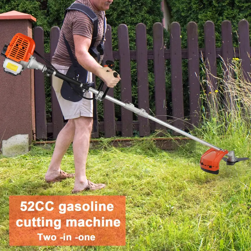 Gas String Trimmer, 52cc Weed Wacker Gas Powered, 2 in 1 Cordless Hedge Trimmer, 2-Stroke Brush Cutter, Handheld Weed Eater