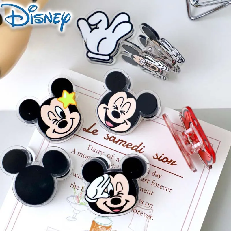 

Disney Mickey Mouse Cartoon PP Clip Acrylic Page Holder Paper Clip Cute Binder Clip Stationery Storage Office School Gifts New