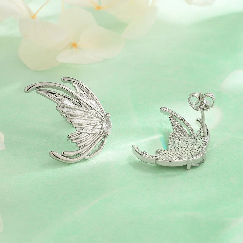 Fashion Personality Angel Wings 925 Sterling Silver Jewelry Butterfly Exquisite Stud Earrings E038