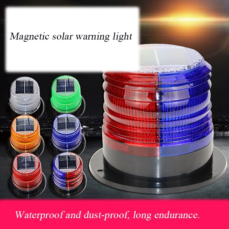 LED Solar Warning Light Dustproof And Waterproof Magnetic Car Burst Flashing Lights Solar Energy Indicator Lamp