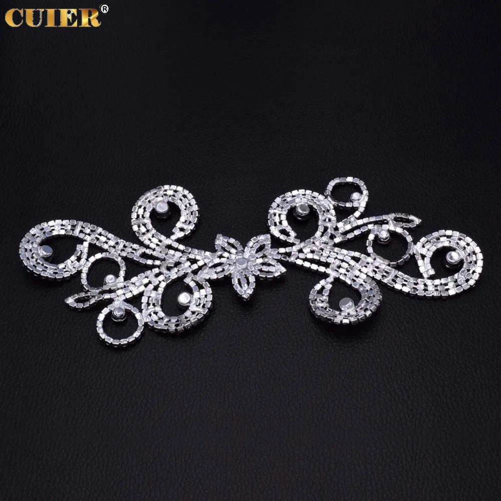 2pcs/lot glitter Crystals Rhinestones Appliques DIY Sewing Accessories Strass Trim appliques for clothing for Bridal Dress Belt