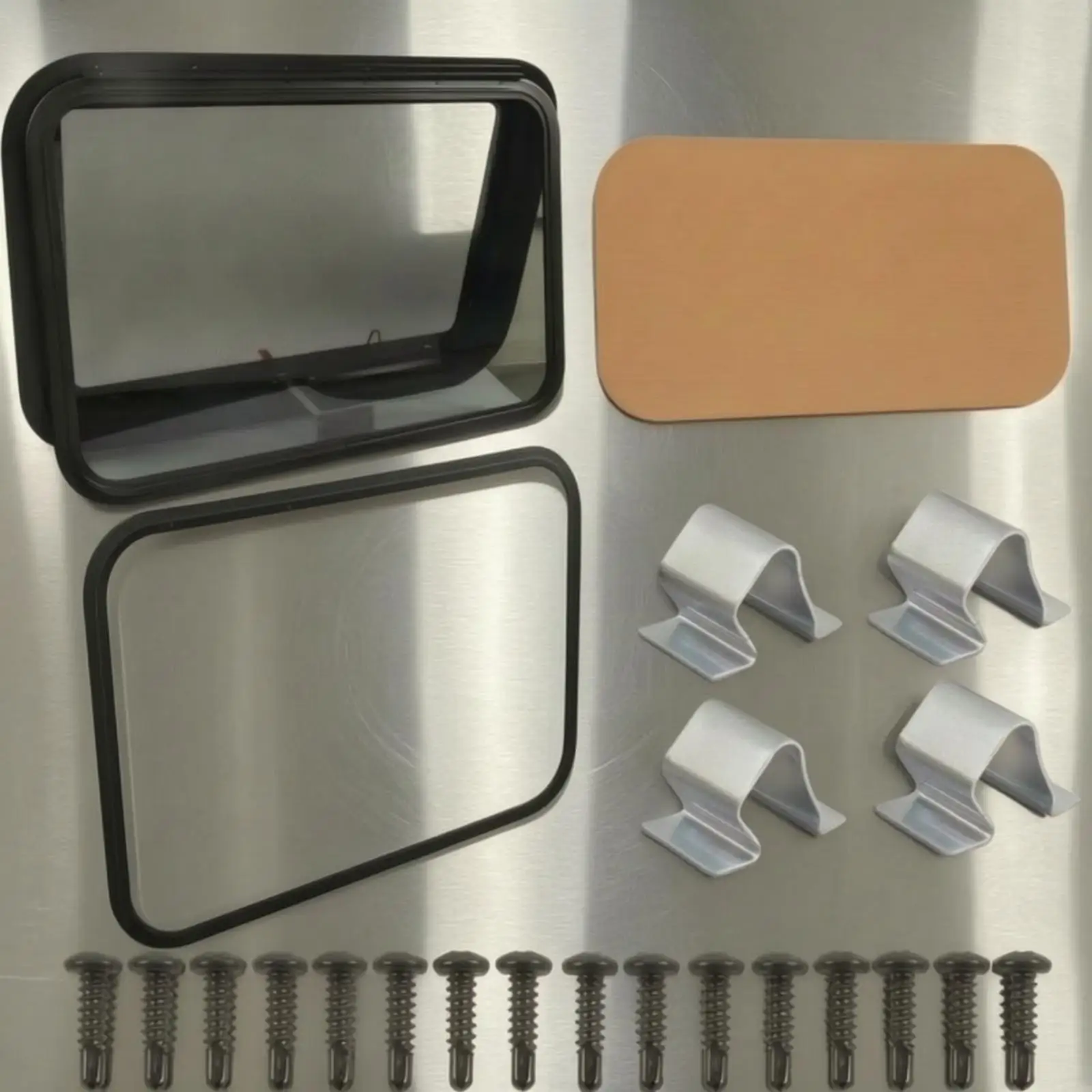 RV Window Screen Push Out Camper Trailer Ventilation Window with Built in Mesh and Frosted Glass for Privacy