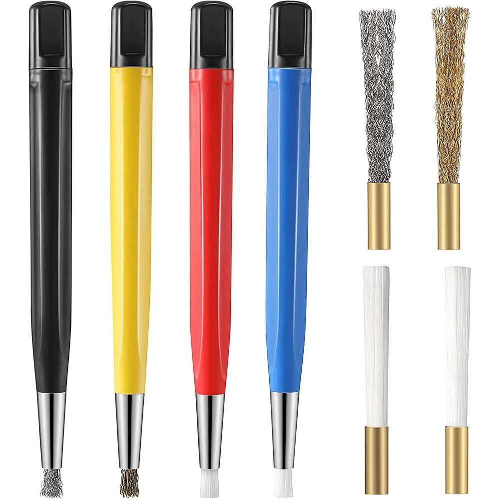 8 Stuks Kras Borstel Pen Set, Pen Stijl Prep Schuren Borstel Met Staal, Voor Sieraden, Horloge, Elektronische Toepassingen