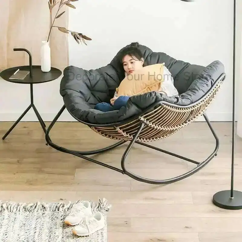 

Lazy Rocking Home Chair Nordic Living Balcony Room Chairs Reclining Chair Rattan Sofa Chair Home Furniture Leisure Rocking Chair