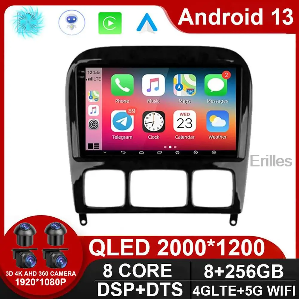 Android 13  Car Stereo Radio Multimedia Player for Mercedes Benz S Class W220 S280 S320 S350 S400 S430 S500 S600 S55 AMG NO DVD