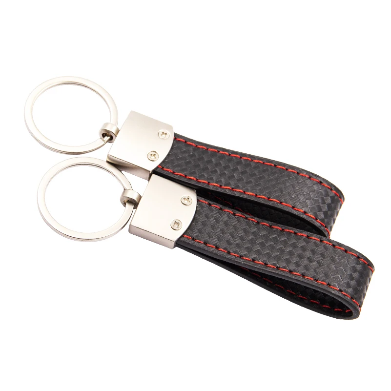 1pc Black red Leather Car Keychain Keyring Key Chain Key Ring Holder For Audi Sline RS VW R M sport AMG Rline GTI