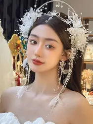 ブライダルティアラ-クリスタルの花の形をしたヘアバンド,きらびやかなクラウン,結婚式のヘアアクセサリー