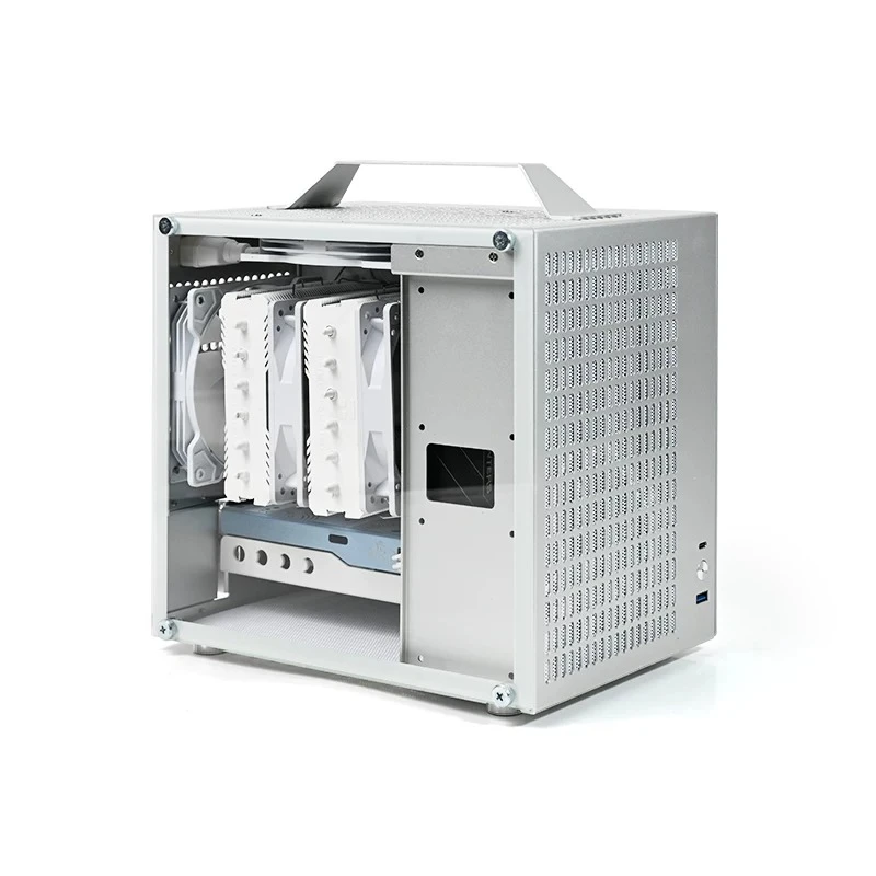 Full Aluminum Mini ITX Computer Chassis Handheld Side Transparent ATX PSU Portable Compact Desktop PC Case