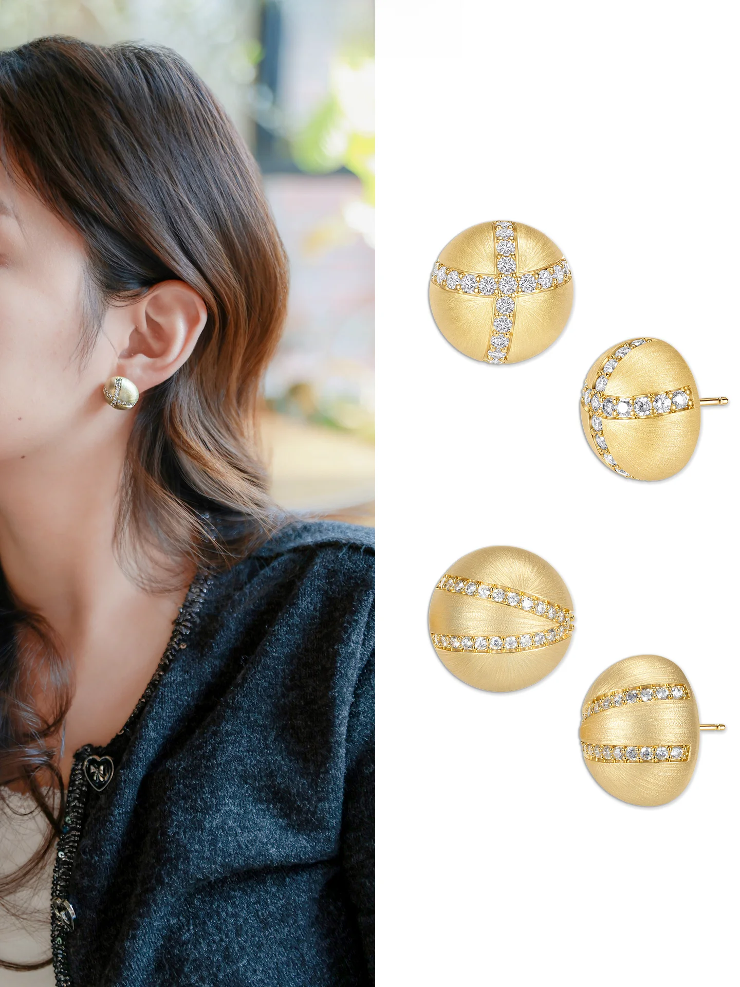 orecchini-a-sfera-satinati-gloriux-design-elegante-e-semplice-adatti-per-l'ufficio-sensazione-di-lusso-realizzati-a-mano-in-lega