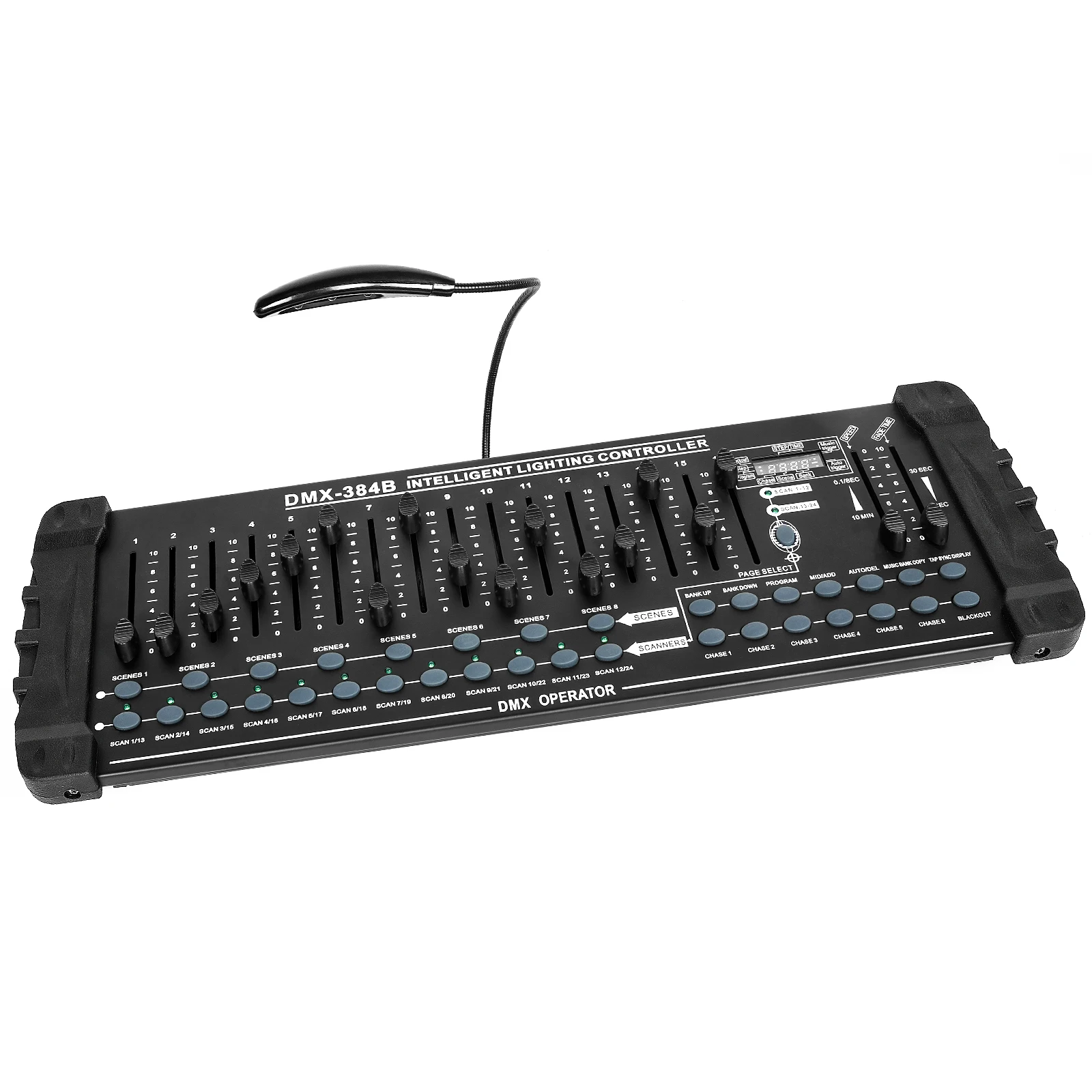 Black DMX and MIDI Operator 384 Channel Light Controller DMX512/1990 Standard for Live Concerts KTV DJs Clubs