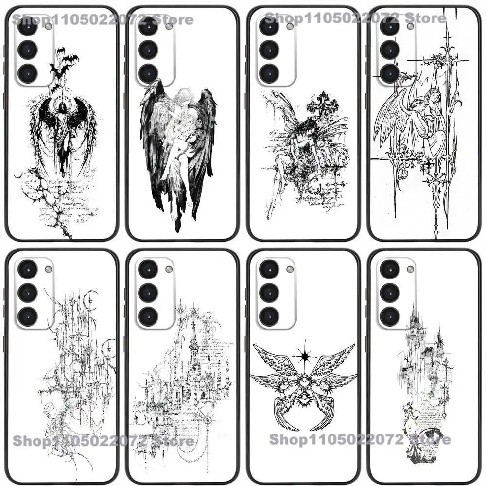 

Gothic Cyber Sigil Cross Phone Case For Samsung Galaxy A20,21s,22,31,32,52,53,72,73,80,91 Soft Silicone Black Cover