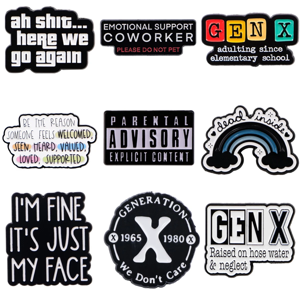 مضحك زميل العمل يقتبس دبابيس للنساء GEN X المينا دبوس شارة معدنية مجوهرات الملابس ظهره اكسسوارات الأصدقاء هدية #1