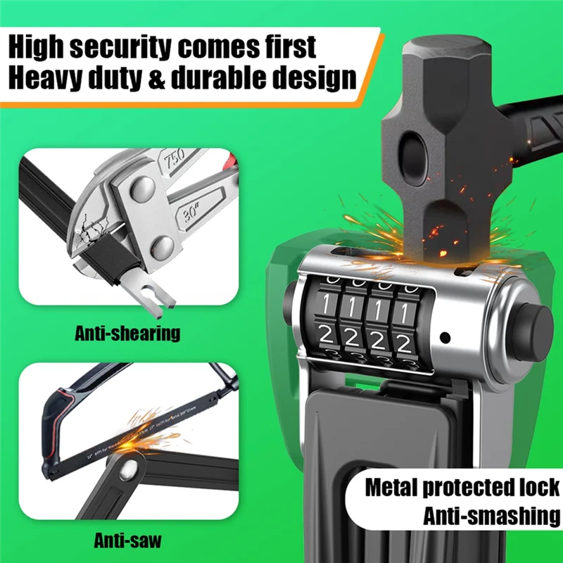 

AS98-Anti-Theft Folding Bike Lock High Security Combination Lock Combination Lock For Scooters