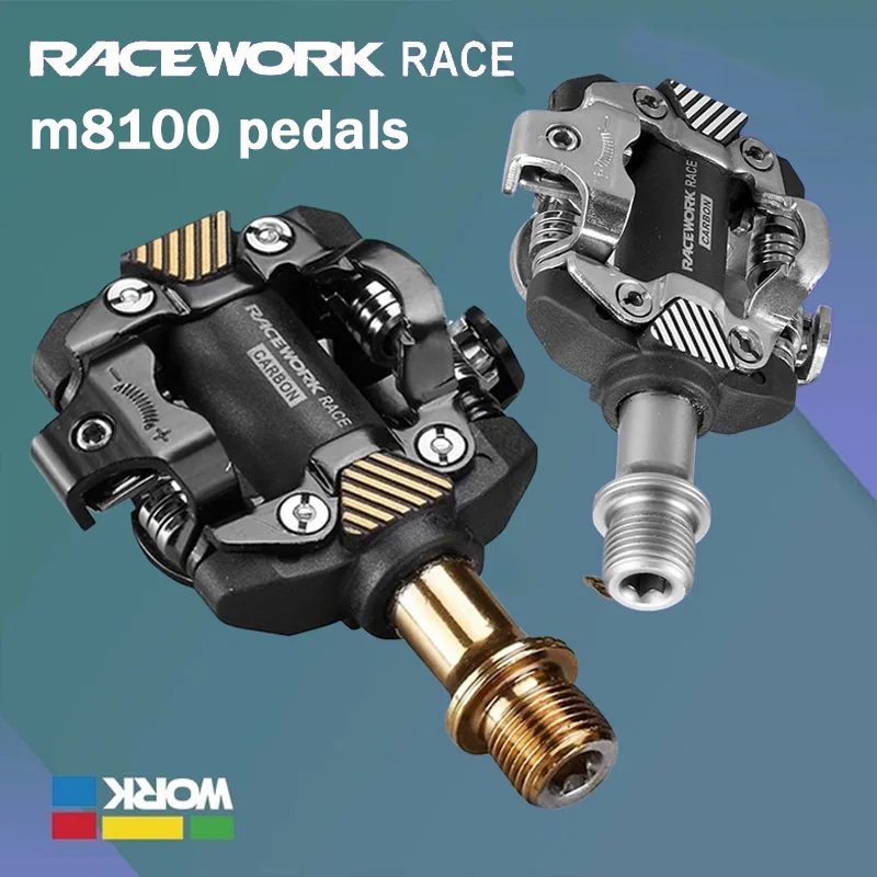 

RACEWORK mtb Педали без зажимов M8100 Педали SPD для горного велосипеда Самоблокирующиеся легкие велосипедные педали с шипами для велосипеда Shimano