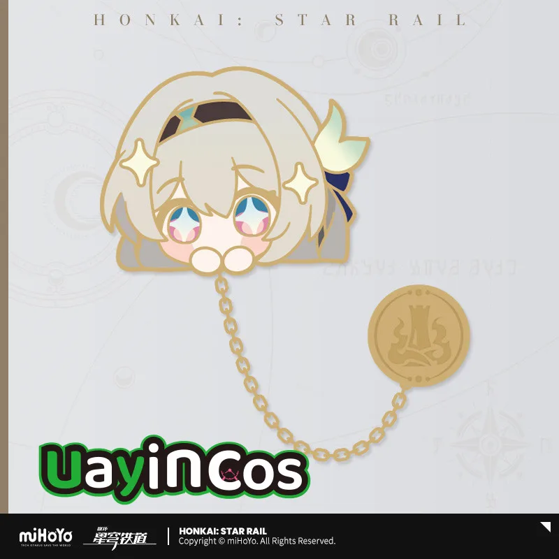 miHoYo Official Honkai Star Rail Aventurine Firefly Pom-Pom Exhibition Hall Series Metal Badge Brooch Pin Keychain Bag Anime Toy