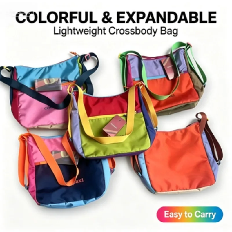 Tote Bag Men Women Outdoor Travel Large Capacity Crossbody Shoulder Bag Casual Versatile Daily Sling Handbag for Hiking Camping